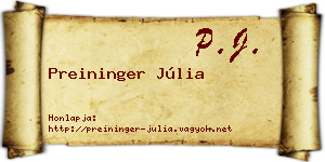 Preininger Júlia névjegykártya
