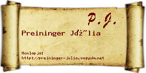 Preininger Júlia névjegykártya